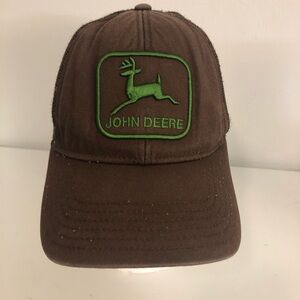 John Deere Brown Hat with Green Embroidered Logo